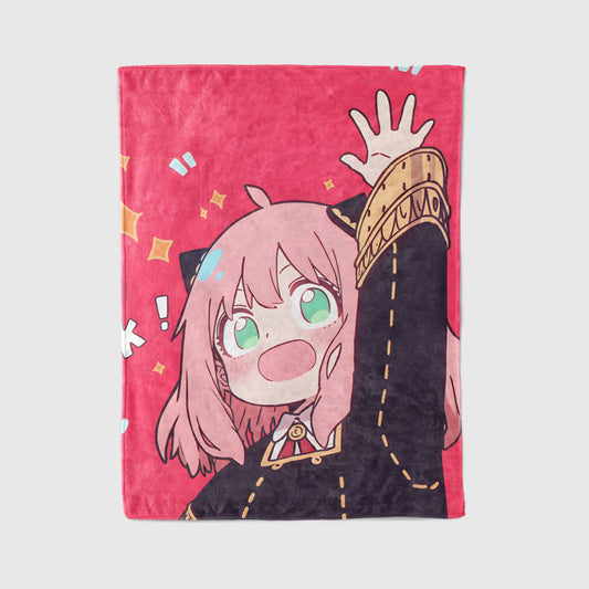 Anya Forger Chibi Spy x Family Plush Blanket, Adorable Anime Girl Throw Tapestry, Iconic Anime Art Decor & Otaku Gift