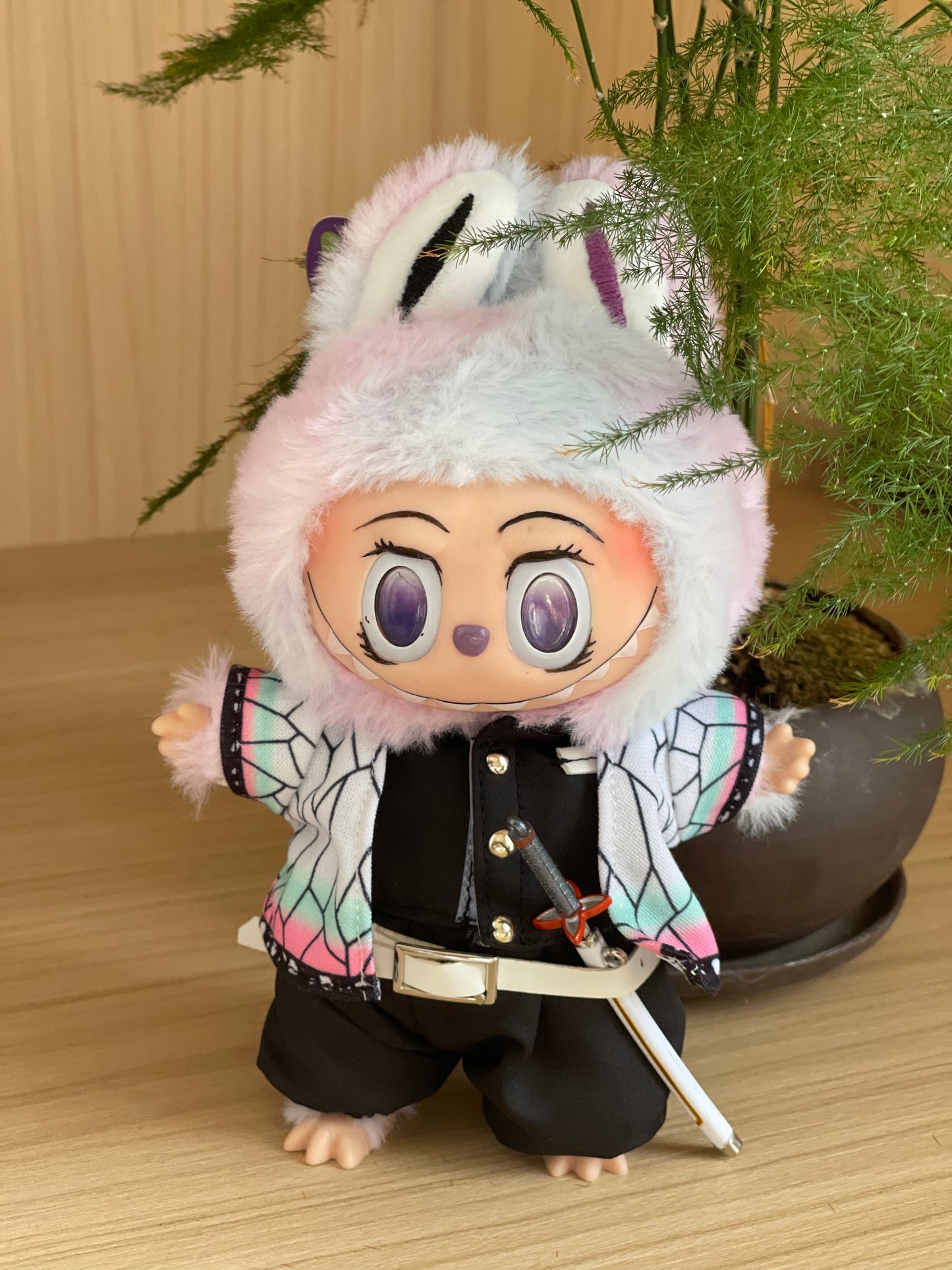 Handmade Labubu, Custom Shinobu Labubu, OOAK Labubu, Demon Slayer Merch