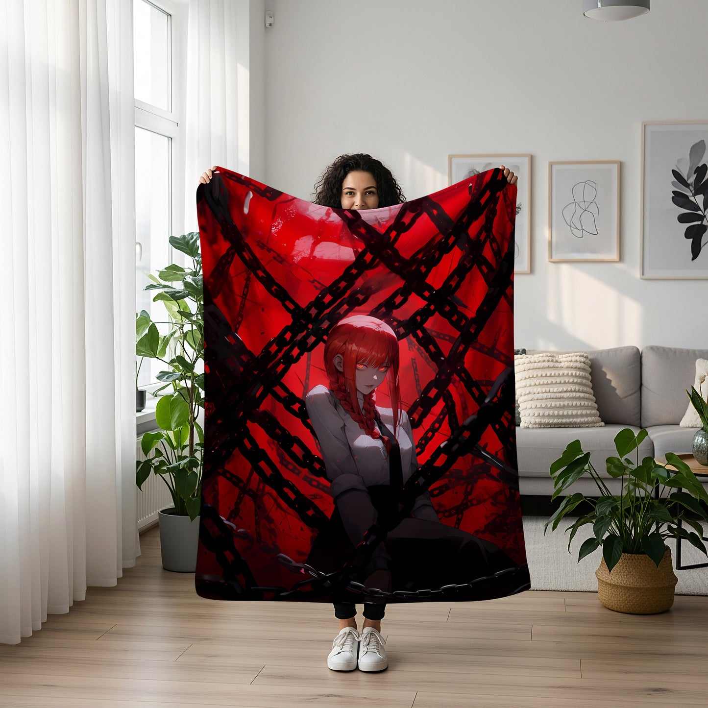 Makima Fleece Blanket, Chainsaw Man Merch, Spicy Anime  Girl Throw Tapestry, Iconic Anime Art Decor & Otaku Gift