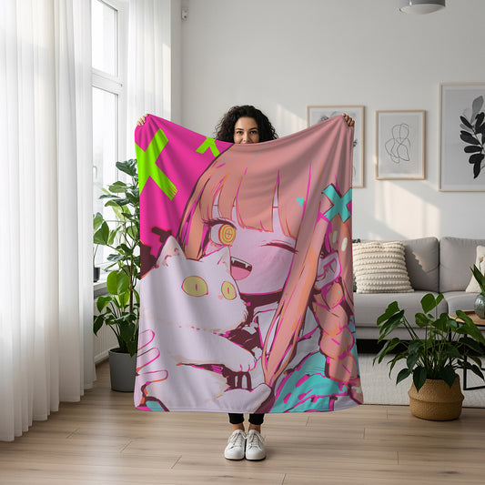 Kawaii Makima Fleece Blanket, Chainsaw Man Merch, Spicy Anime  Girl Throw Tapestry, Iconic Anime Art Decor & Otaku Gift